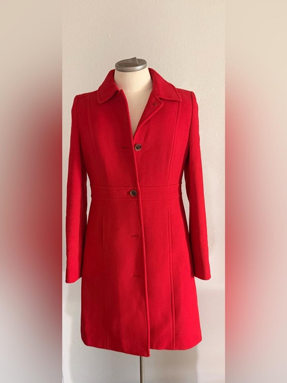 J. Crew Classic Red Tailored Wool Blend Trench Coat 10 Tall